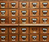 An old wooden library database